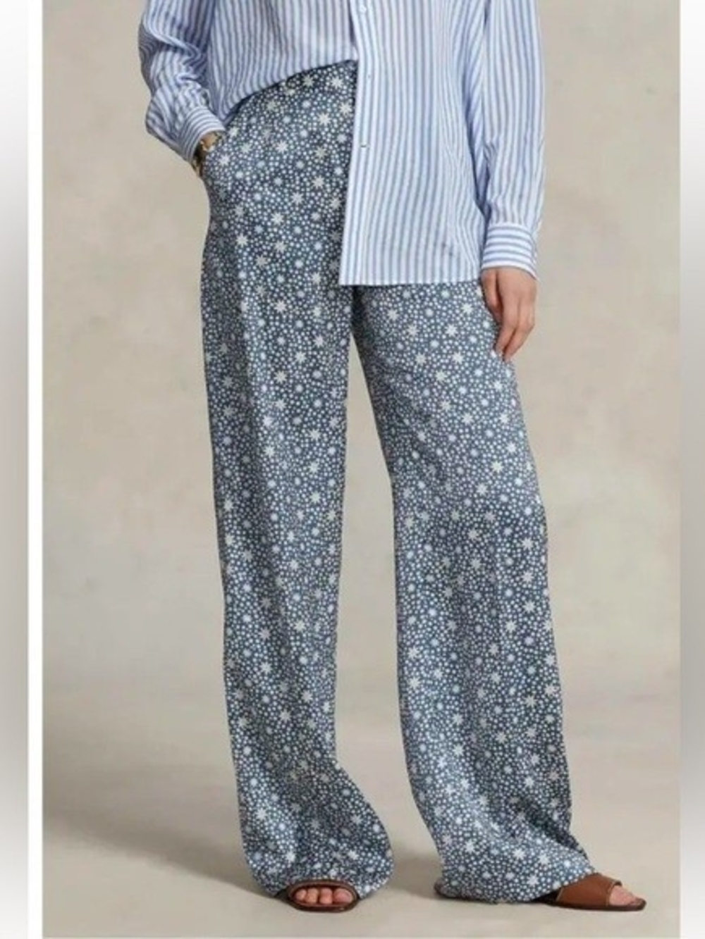 Polo by Ralph Lauren Navy Blue Floral Wide-Leg Lounge Pants